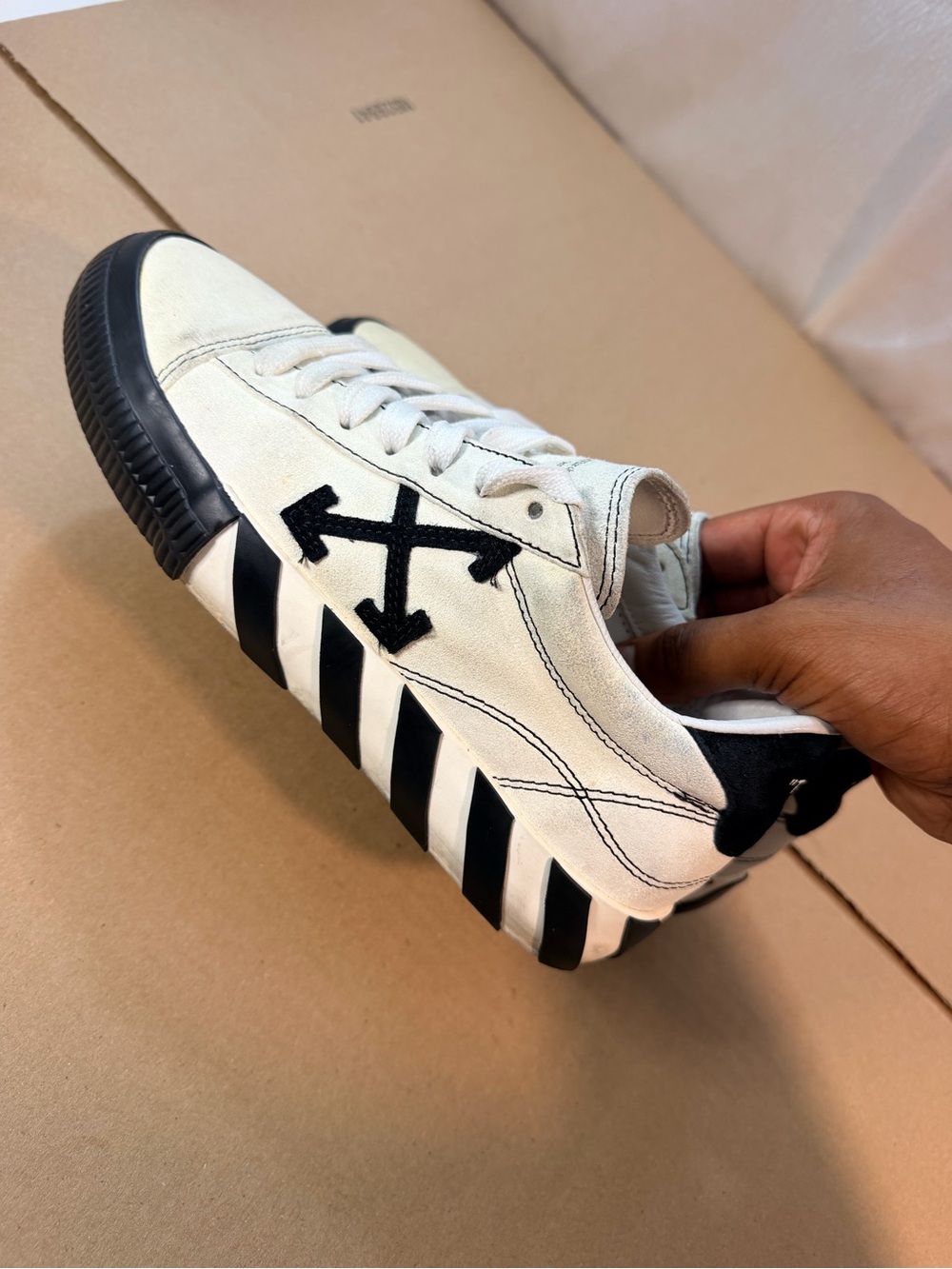 Off-White Low-Top Canvas Sneaker in White and Black